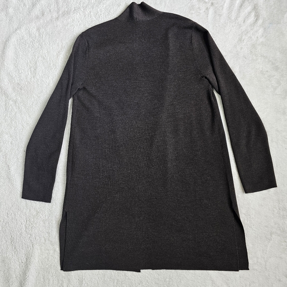 Eileen Fisher Merino Wool Long Open Front Cardigan Charcoal S - Picture 8 of 15